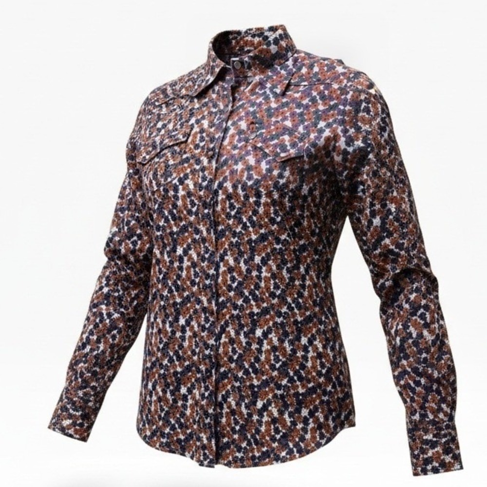 Cruel Girl Womens Medium Floral Western Snap Shirt Purple Orange #365G